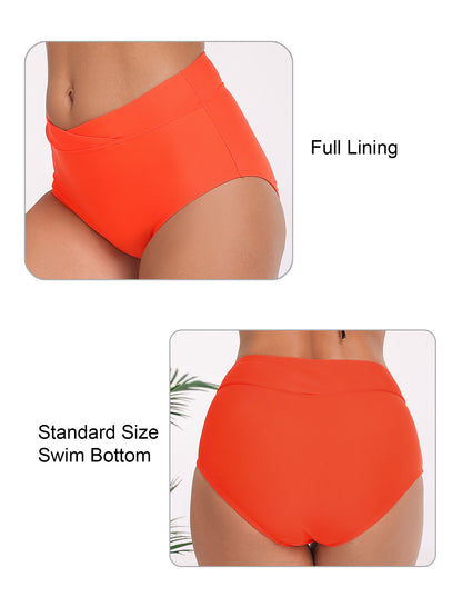 Halcurt Damen-Bikinihose mit gekreuztem Bund und hoher Taille, vollständige Bedeckung
