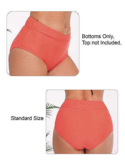 Bas de bikini taille haute croisé pour femme Halcurt, maillot de bain couvrant