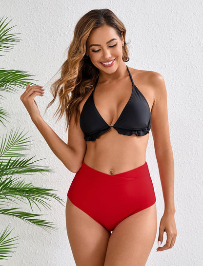 Pure Ocean Cross High Waisted Bikini Swim Bottoms