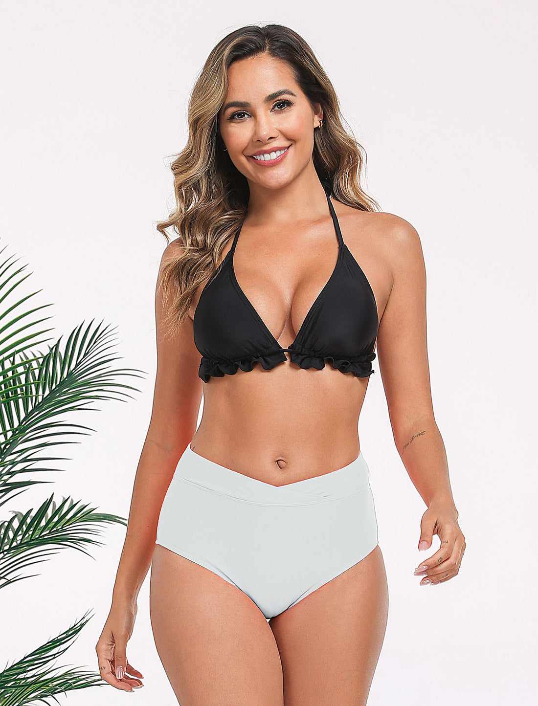 Pure Ocean Cross High Waisted Bikini Swim Bottoms