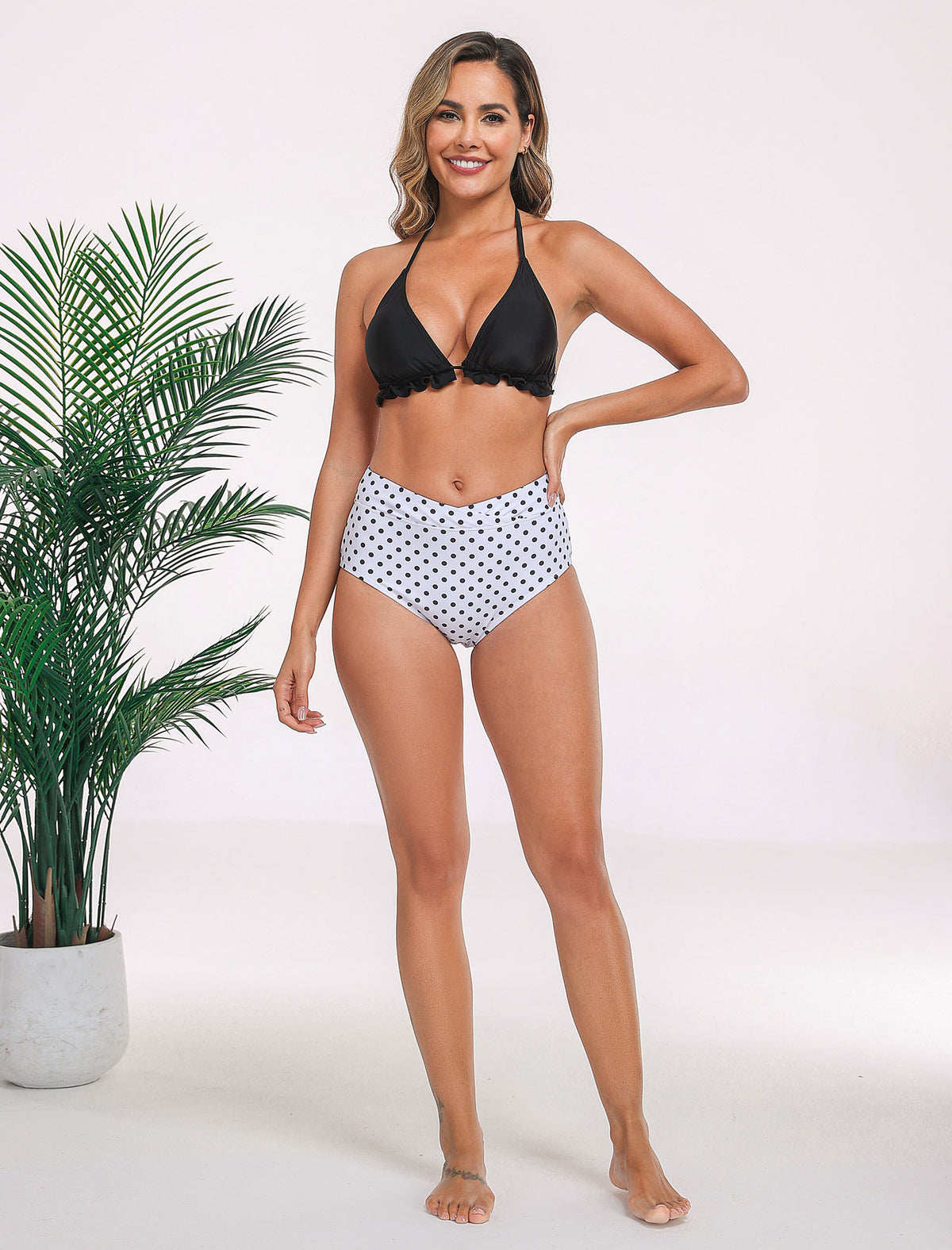 Pure Ocean Cross High Waisted Bikini Swim Bottoms