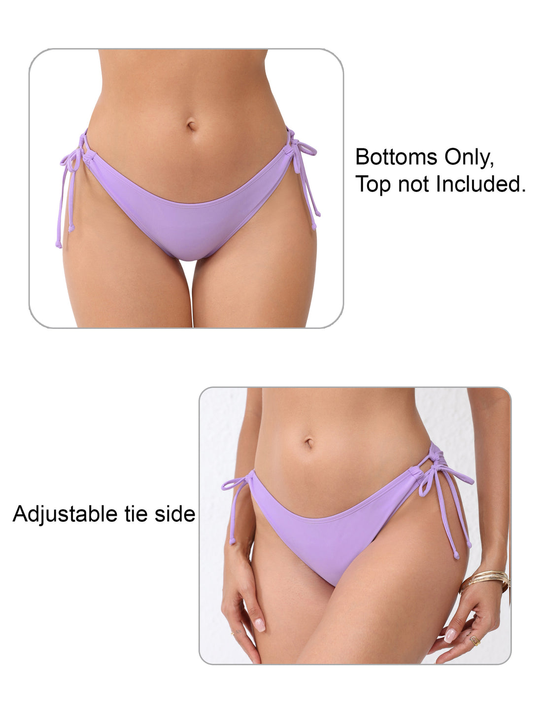 Sunlit Shore Tie String Low Waisted Bikini Swim Bottoms Only