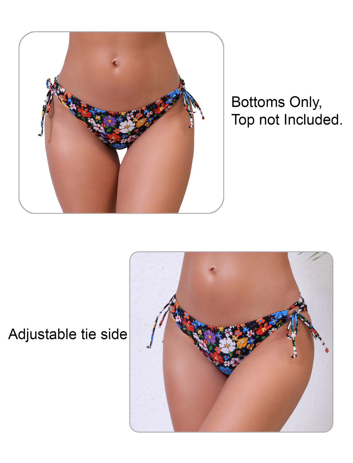 Halcurt Damen Bikinihose mit niedrigem Bund und verstellbaren Seitenbändern