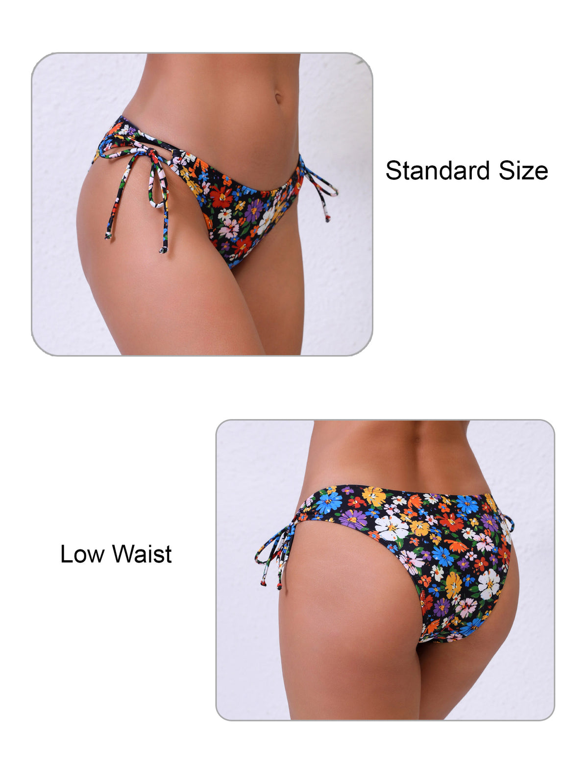 Halcurt Damen Bikinihose mit niedrigem Bund und verstellbaren Seitenbändern