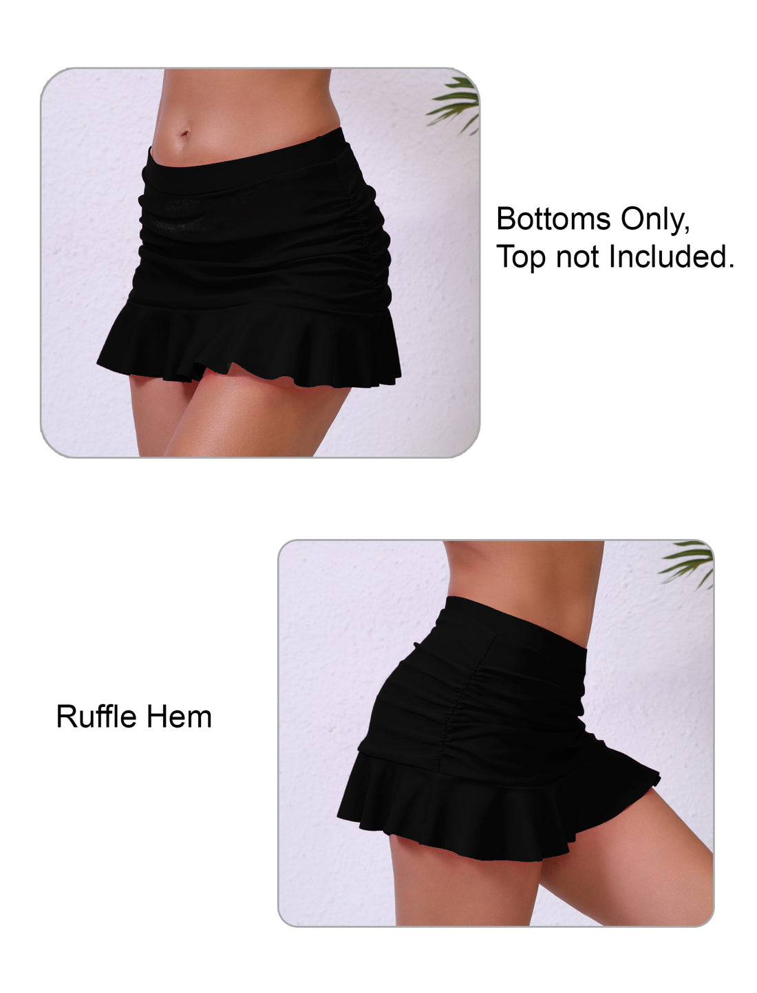 Soft Sand Mid Waisted Ruched Swim Skirts Built in Breifs