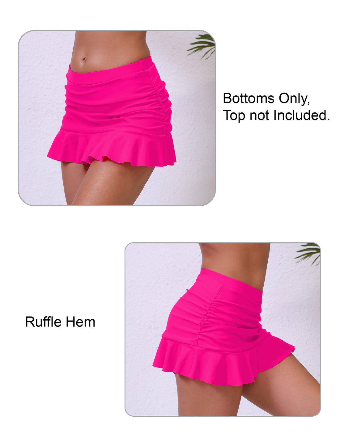 Soft Sand Mid Waisted Ruched Swim Skirts Built in Breifs