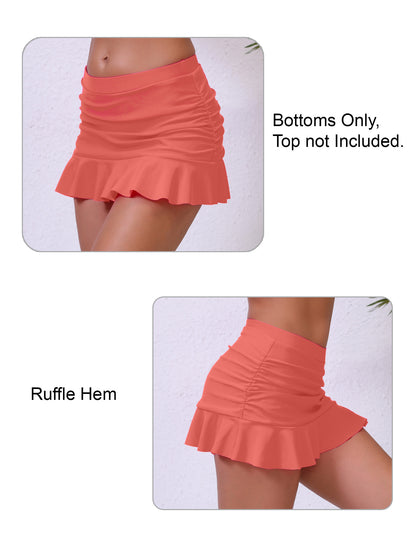 Jupes de bain courtes à volants et fronces taille mi-haute pour femmes Halcurt