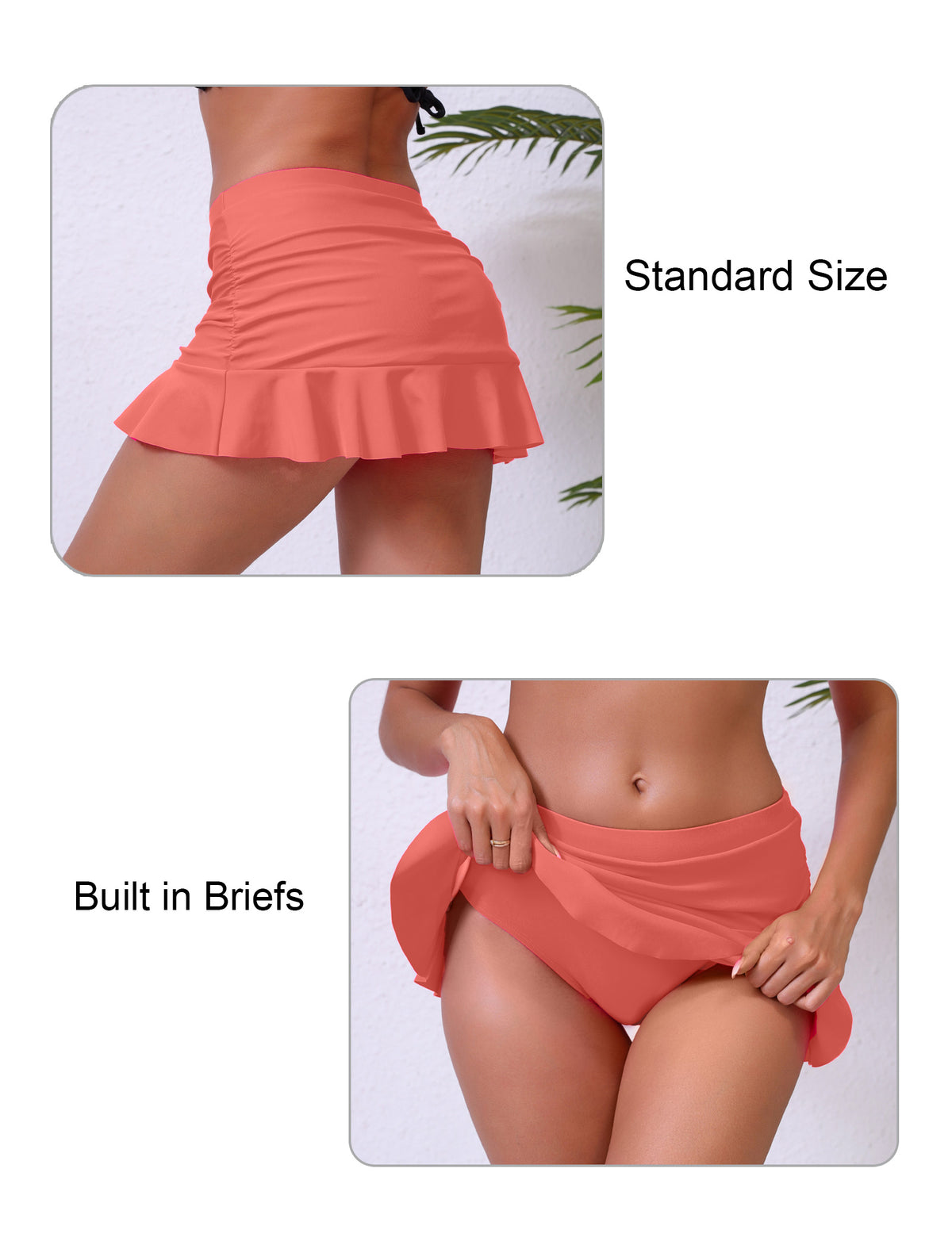 Jupes de bain courtes à volants et fronces taille mi-haute pour femmes Halcurt