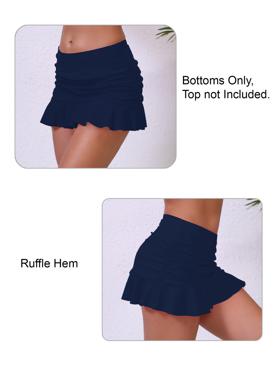 Soft Sand Mid Waisted Ruched Swim Skirts Built in Breifs