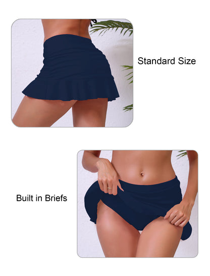 Jupes de bain courtes à volants et fronces taille mi-haute pour femmes Halcurt