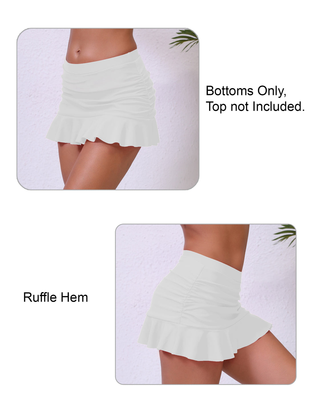 Soft Sand Mid Waisted Ruched Swim Skirts Built in Breifs