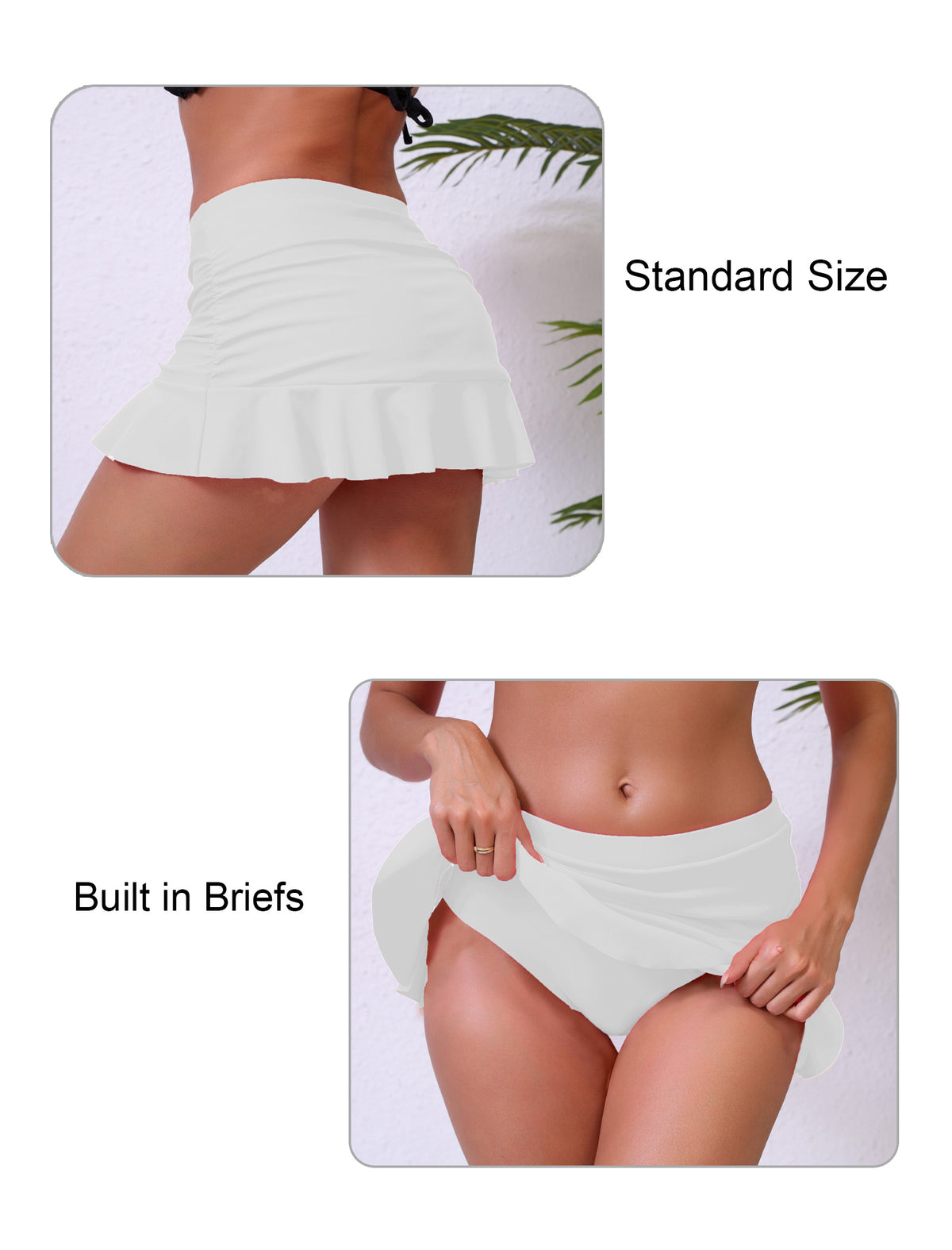 Soft Sand Mid Waisted Ruched Swim Skirts Built in Breifs