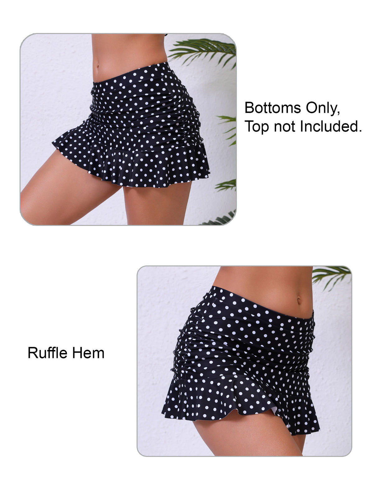 Halcurt Damen Mini-Baderock mit mittelhohem Bund, gerafften Rüschen
