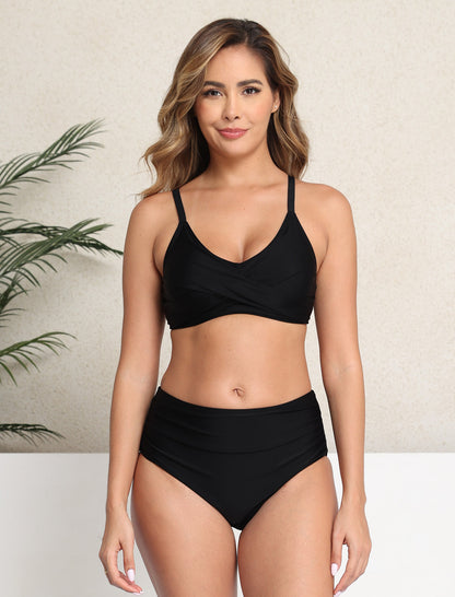 Art of Coast Twist Front Two Piece Bikini Sets High Waisted Swim Bottoms