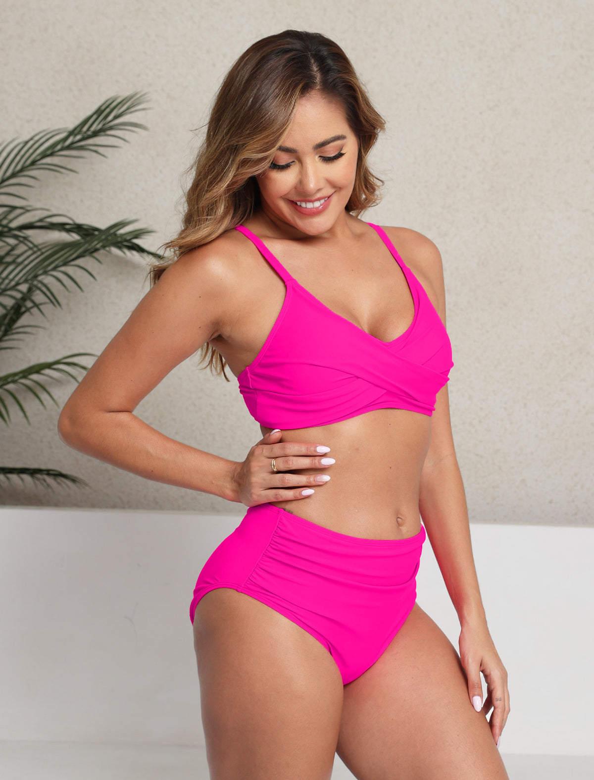 Art of Coast Twist Front Two Piece Bikini Sets High Waisted Swim Bottoms