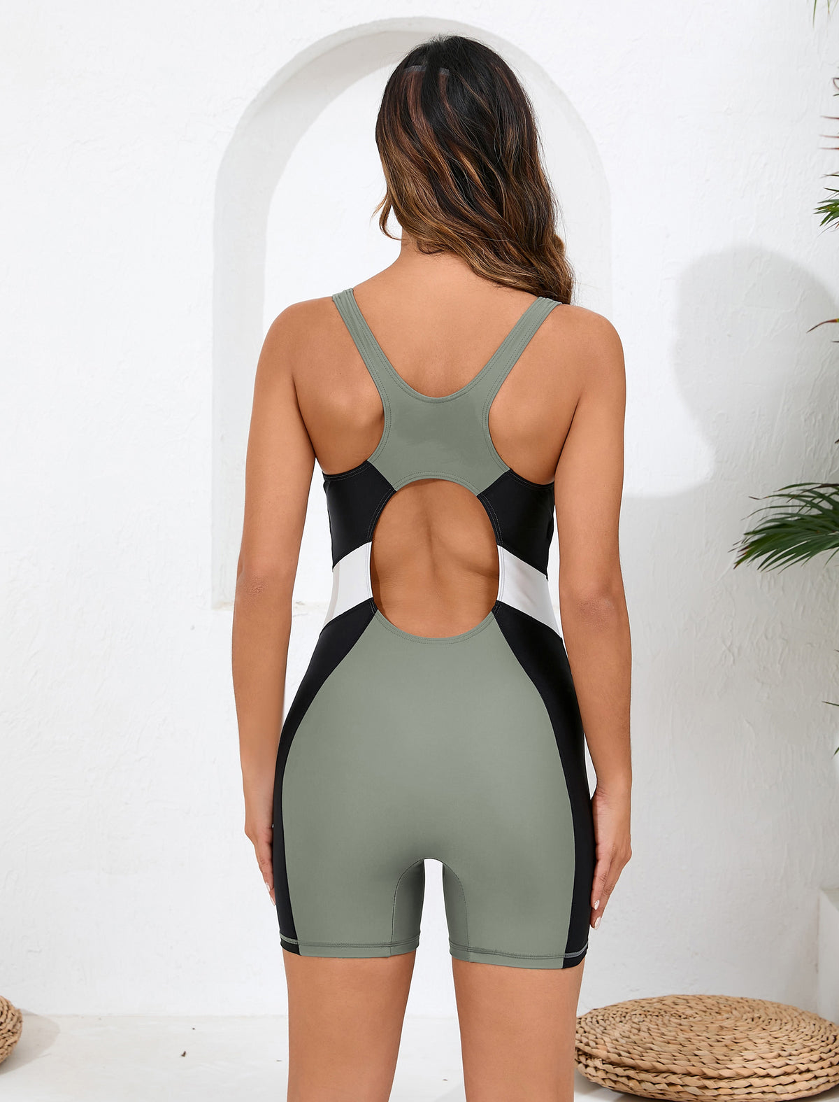 Paradise Hush Boyleg One Piece Swimsuit Athletic Racerback with Built in Bra