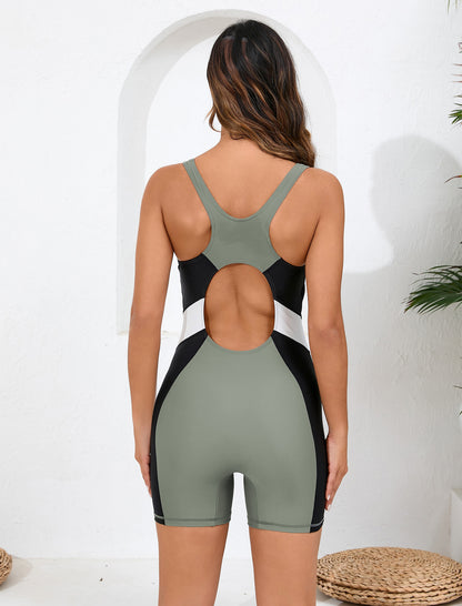 Paradise Hush Boyleg One Piece Swimsuit Athletic Racerback with Built in Bra