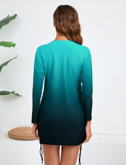 Shoreline Glow Adjustable Drawstring Long Sleeve Rash Guard Shirts