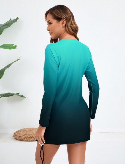 Shoreline Glow Adjustable Drawstring Long Sleeve Rash Guard Shirts