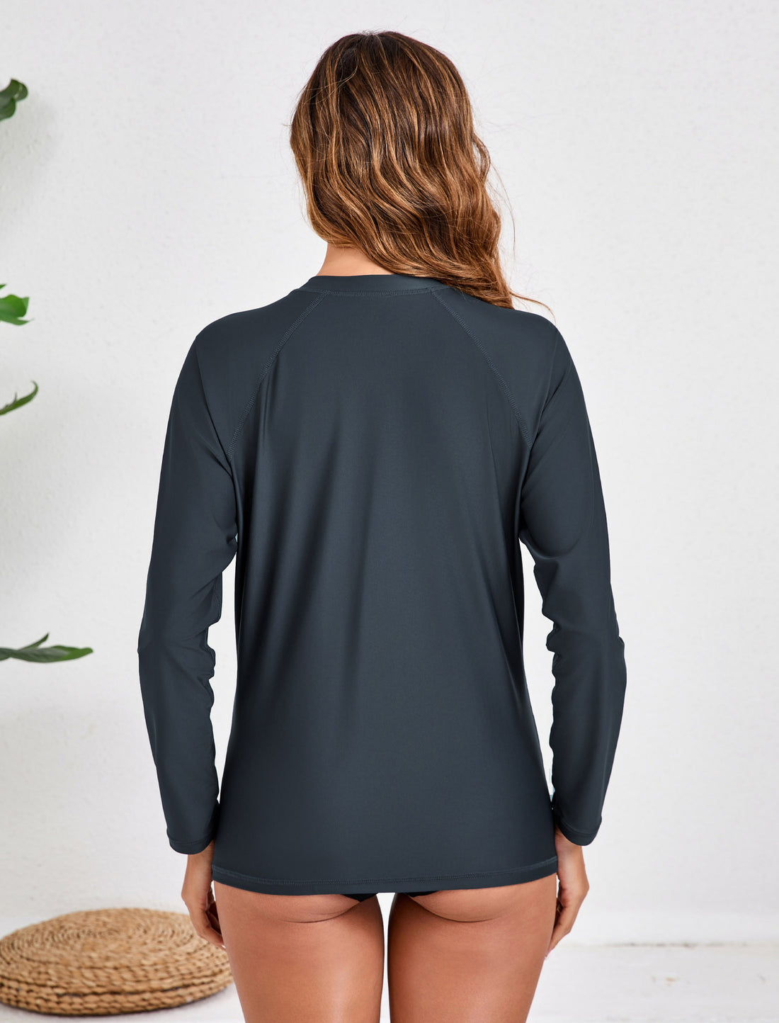 Pastel Shore Full Zip Long Sleeve Rash Guard Shirts with Pockets