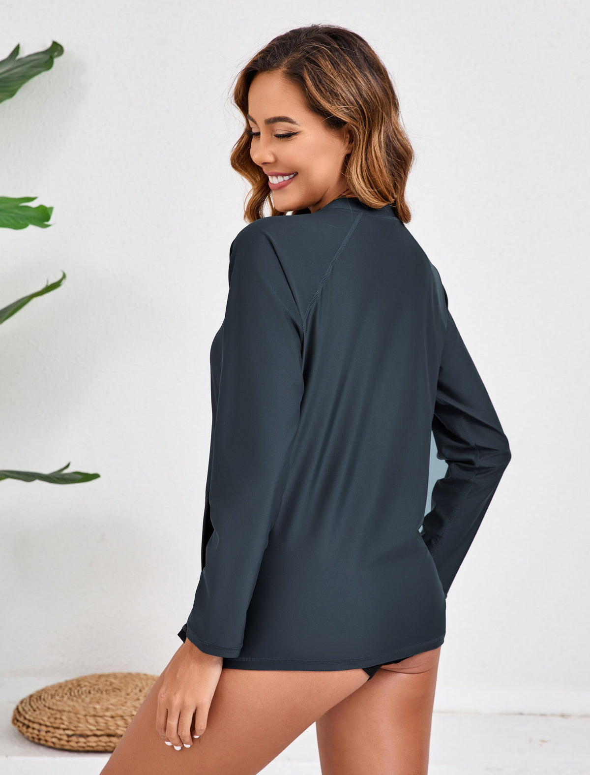 Pastel Shore Full Zip Long Sleeve Rash Guard Shirts with Pockets
