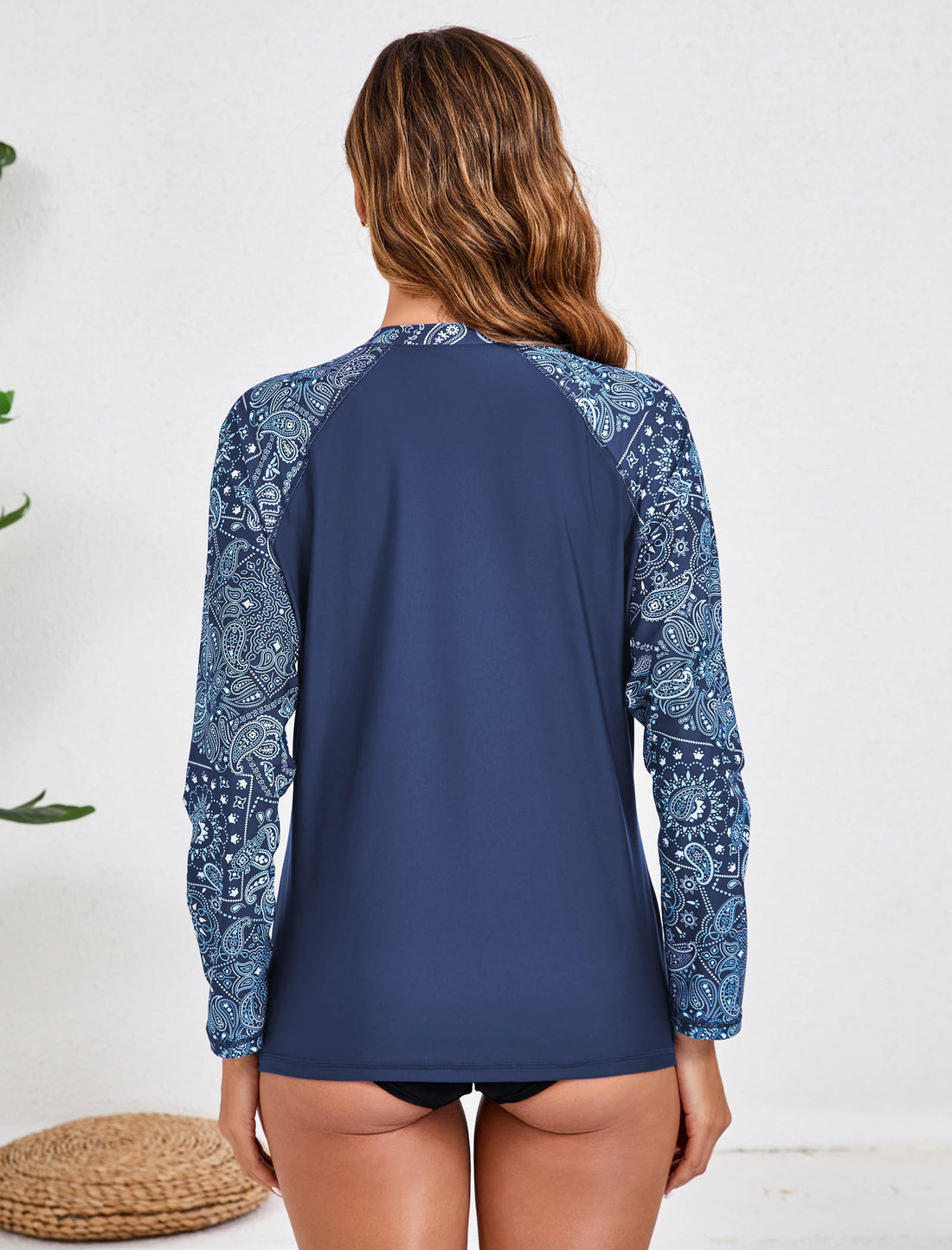 Pastel Shore Full Zip Long Sleeve Rash Guard Shirts with Pockets