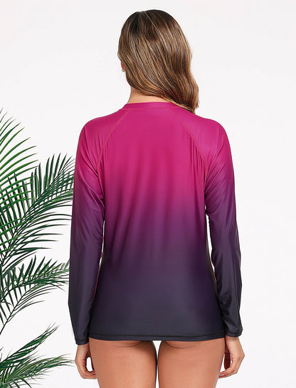 Pastel Shore Full Zip Long Sleeve Rash Guard Shirts with Pockets