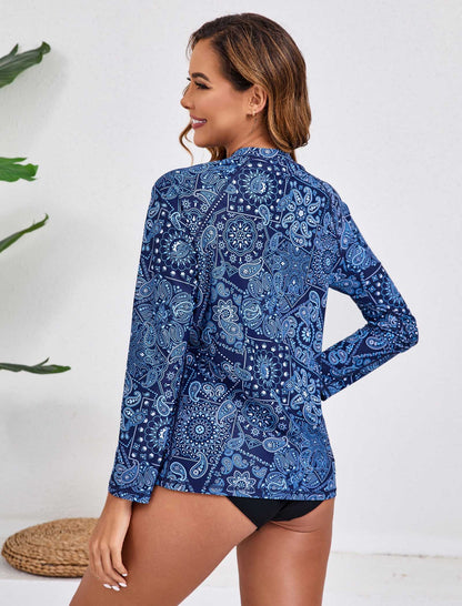 Halcurt Damen Langarm-Rashguard-Schwimmshirt Top