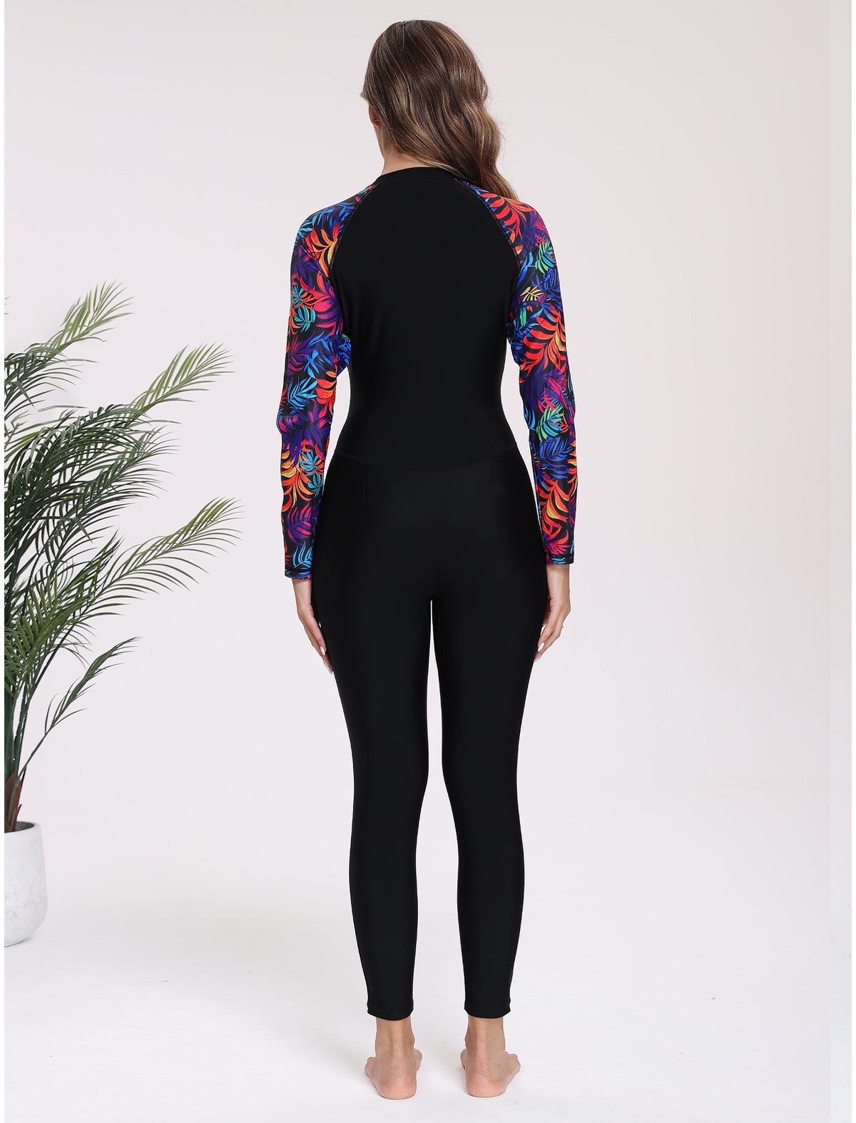 Adventure Base Layer Long Sleeve Zip Front One Piece Rash Guard Swimsuit with Built in Bra