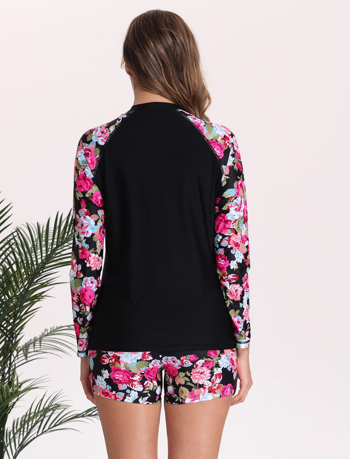 Long Days in the Sun Two Piece Long Sleeve Rash Guard Sets with Built in Bra