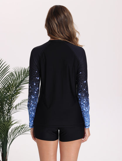 Long Days in the Sun Two Piece Long Sleeve Rash Guard Sets with Built in Bra