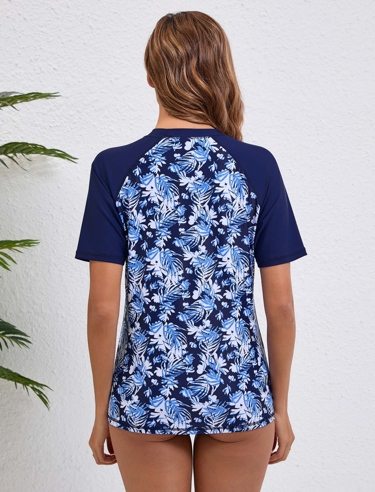 Halcurt Damen Kurzarm-Rashguard-Badeanzugoberteil