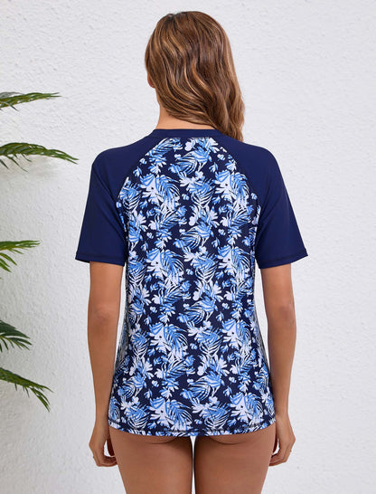Halcurt Damen Kurzarm-Rashguard-Badeanzugoberteil