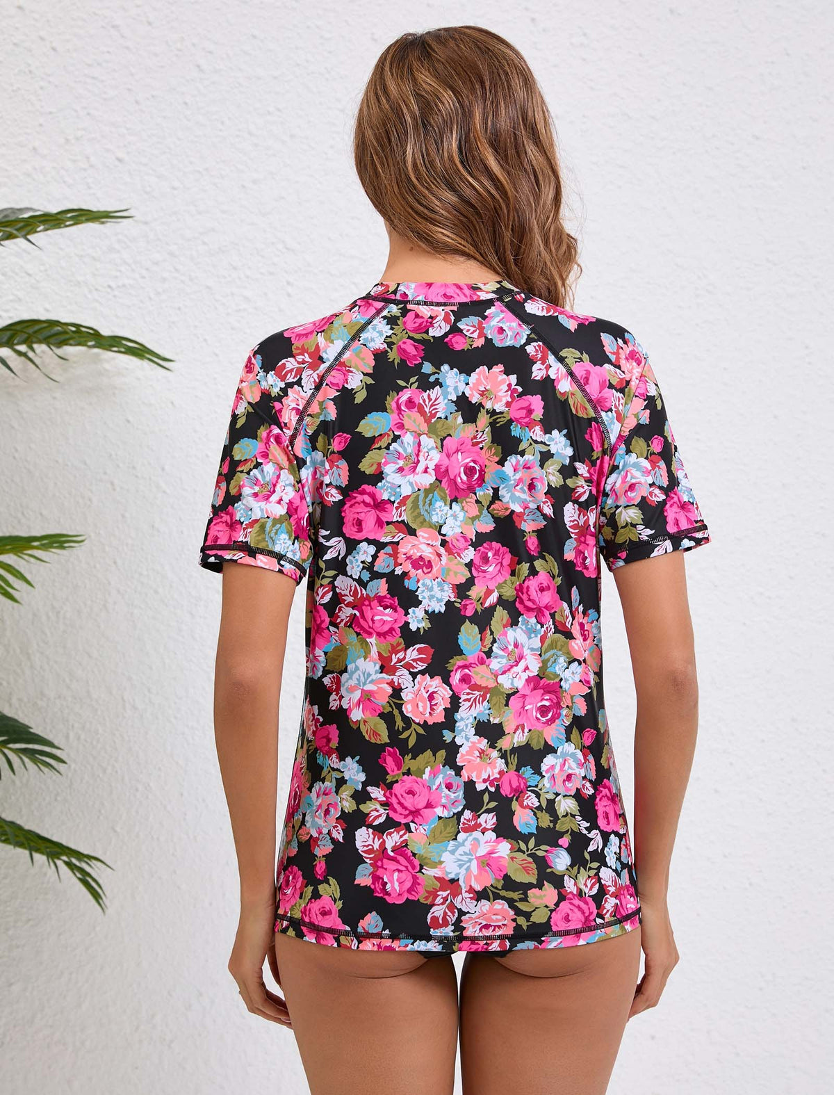 Halcurt Damen Kurzarm-Rashguard-Badeanzugoberteil