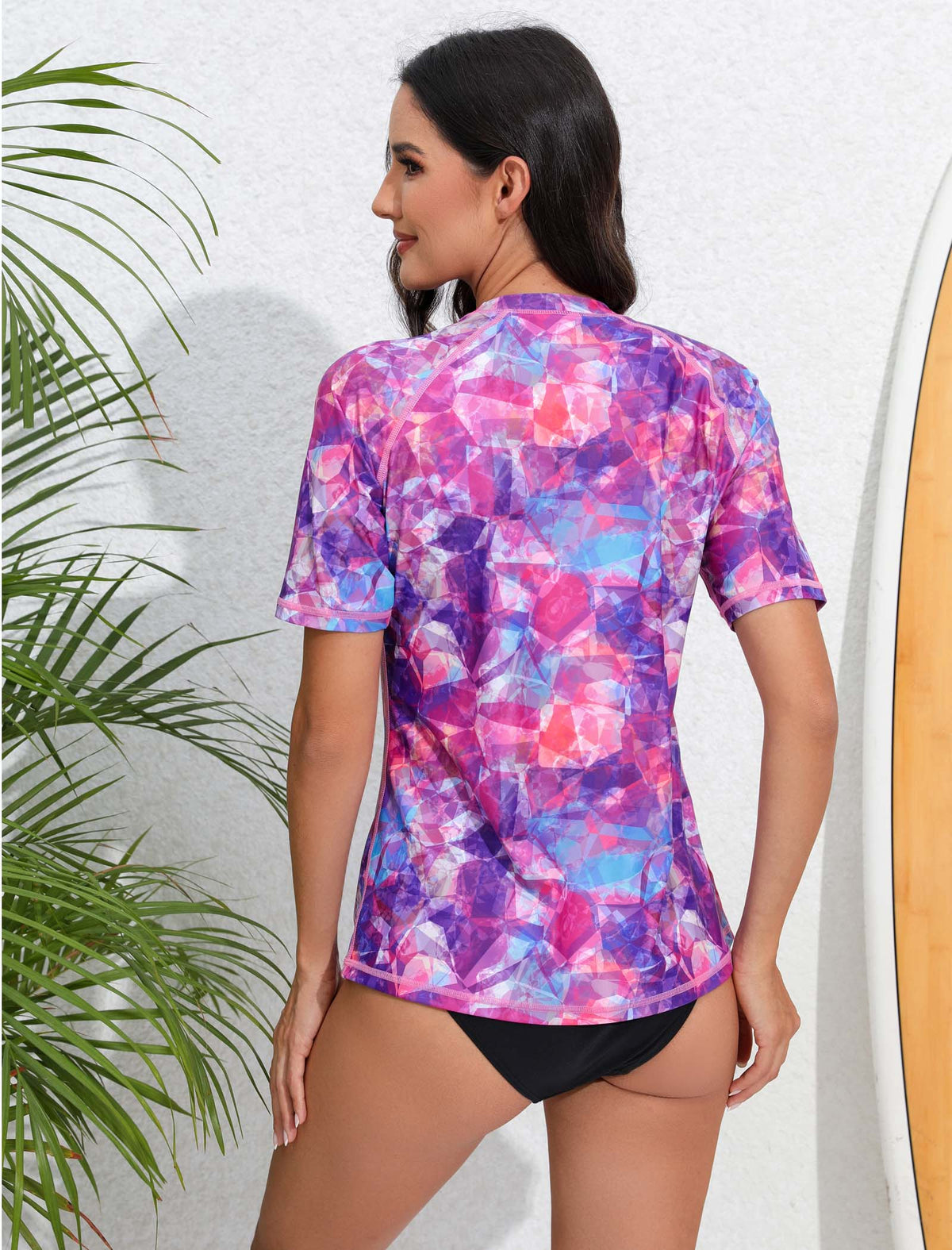 Sunlit Glow Short Sleeve Rash Guard Shirts with Built in Bra