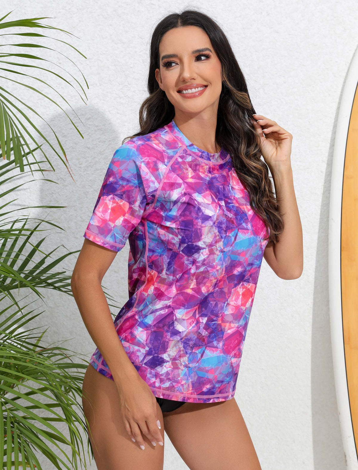 Sunlit Glow Short Sleeve Rash Guard Shirts with Built in Bra