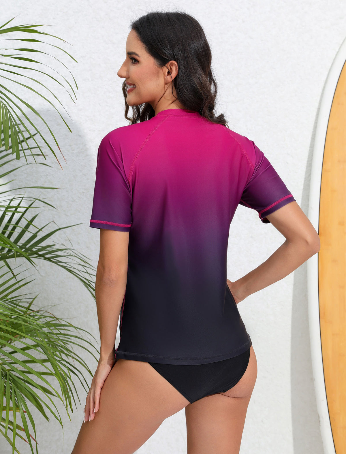 Sunlit Glow Short Sleeve Rash Guard Shirts with Built in Bra