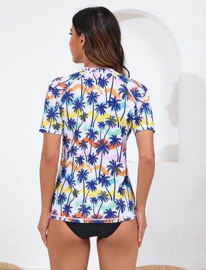 Sunlit Glow Short Sleeve Rash Guard Shirts with Built in Bra
