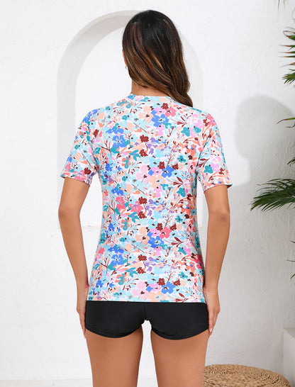 Coastal Breeze Two Piece Rash Guard Sets with Built in Bra