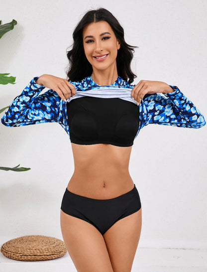 Ocean Whisper Long Sleeve Rash Guard Shirts with Built in Bra
