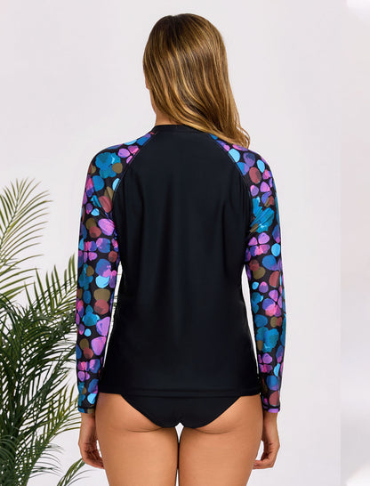 Ocean Whisper Long Sleeve Rash Guard Shirts with Built in Bra