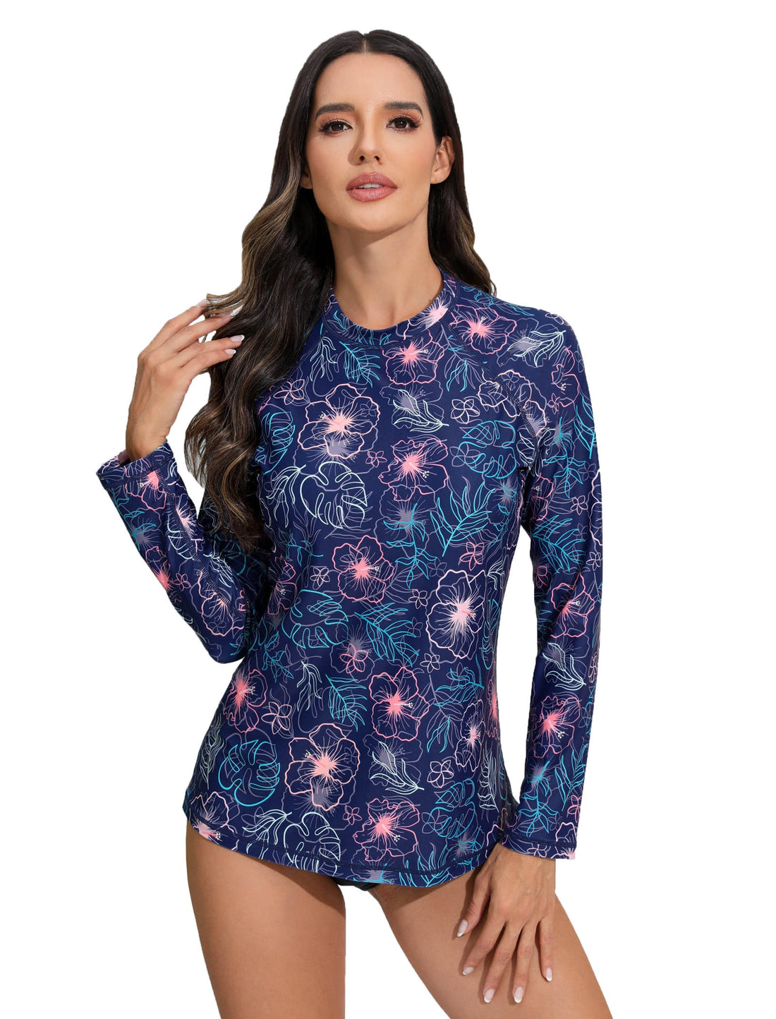 Ocean Whisper Long Sleeve Rash Guard Shirts with Built in Bra