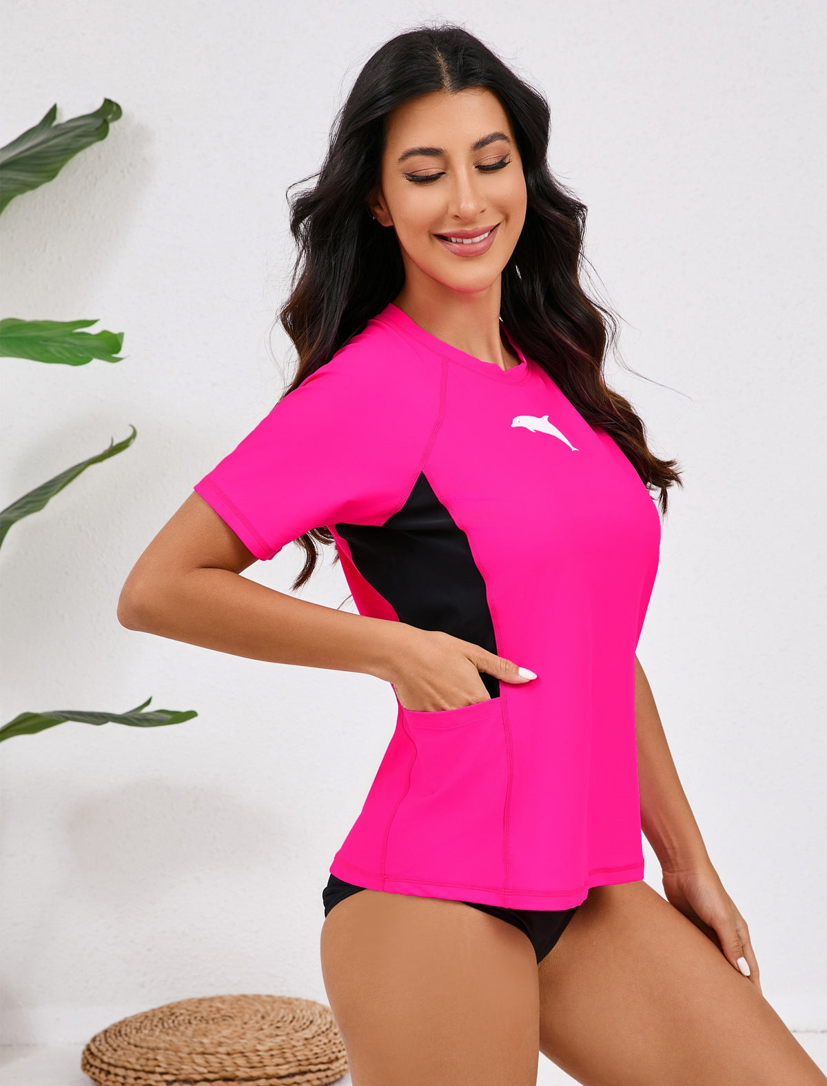 Soft Surf Rash Guard Shirts Pocket with Built in Bra