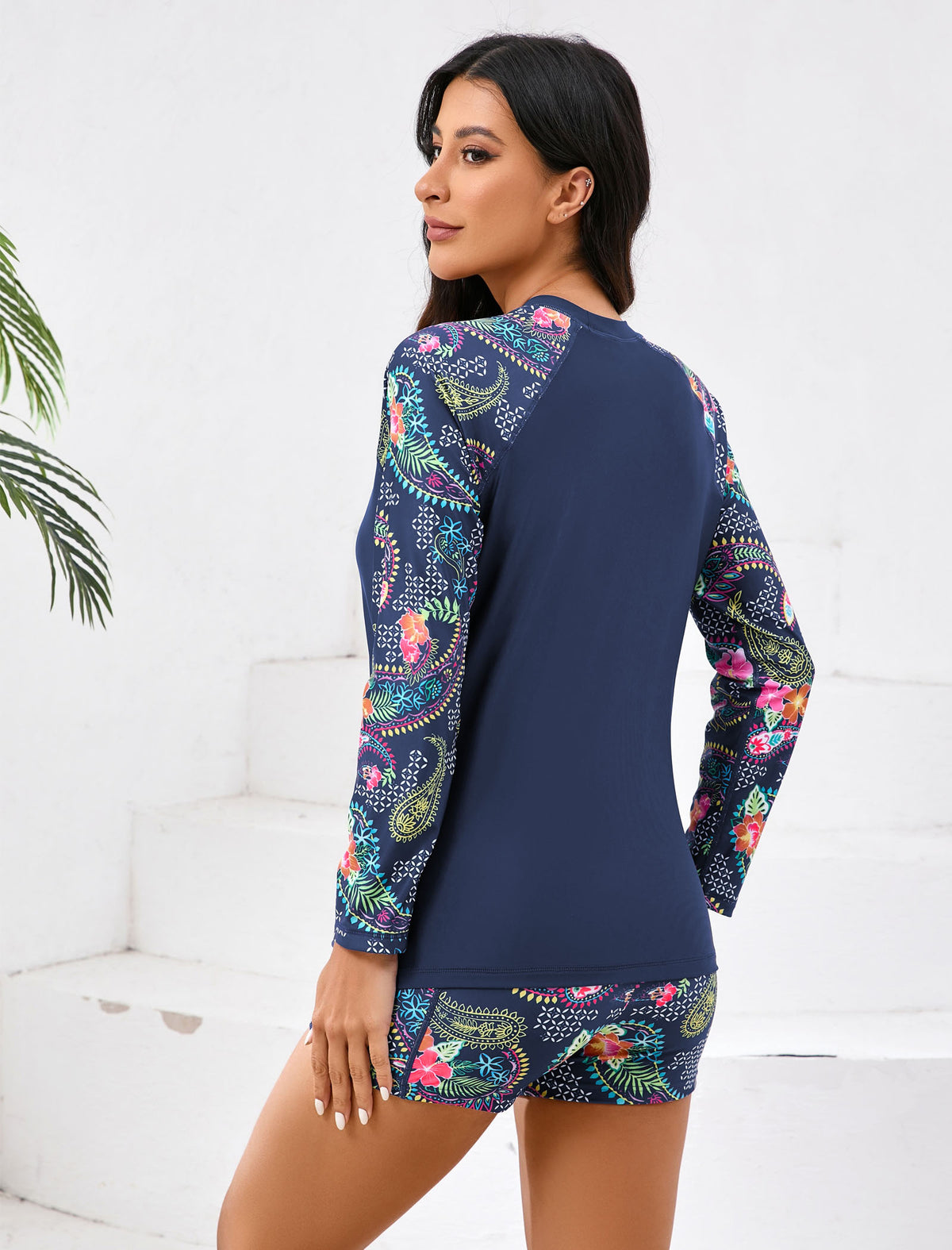 Seaside Calm 2 Piece Rash Guard Sets with Built in Bra Side Pockets