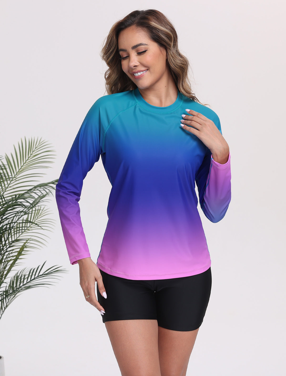 Effortless Protection Two Piece Rash Guard Sets with Built in Bra and Boardshorts