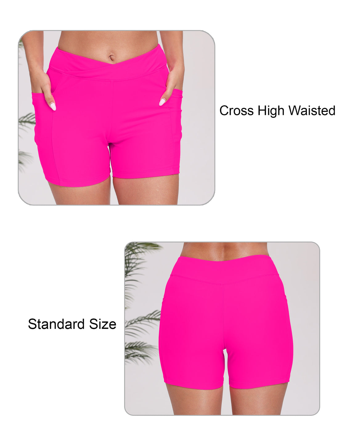 Summer Bliss High Waisted Swim Board Shorts with Pockets