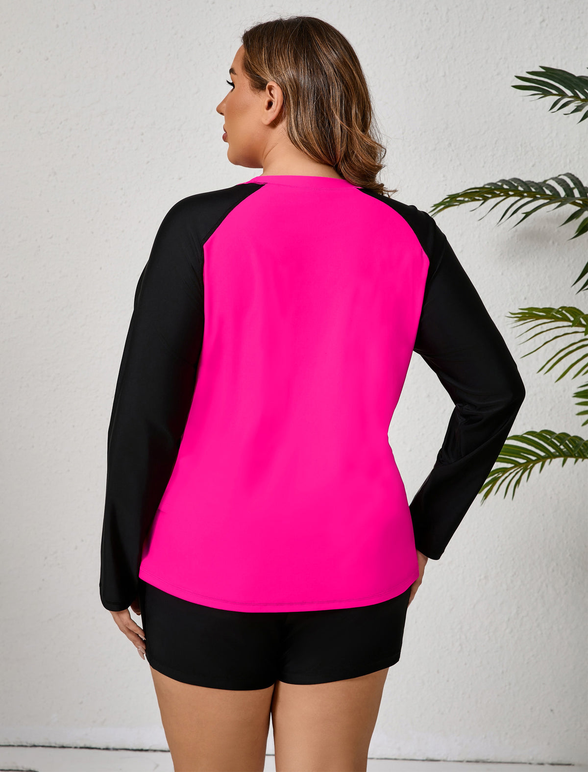 Holiday Uniform Plus Size Two Piece Rash Guard Sets with Built in Bra