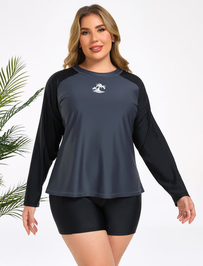 Holiday Uniform Plus Size Two Piece Rash Guard Sets with Built in Bra