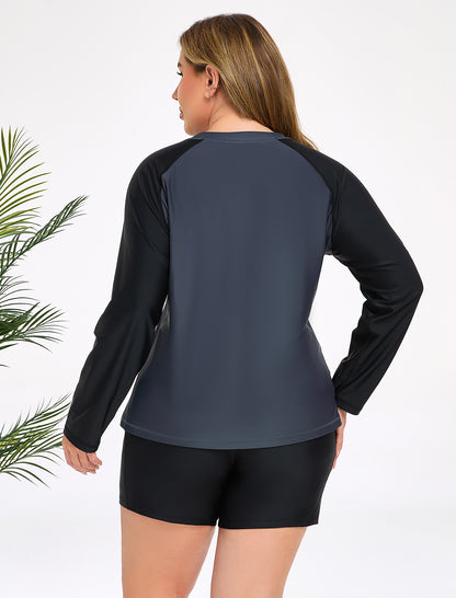 Holiday Uniform Plus Size Two Piece Rash Guard Sets with Built in Bra