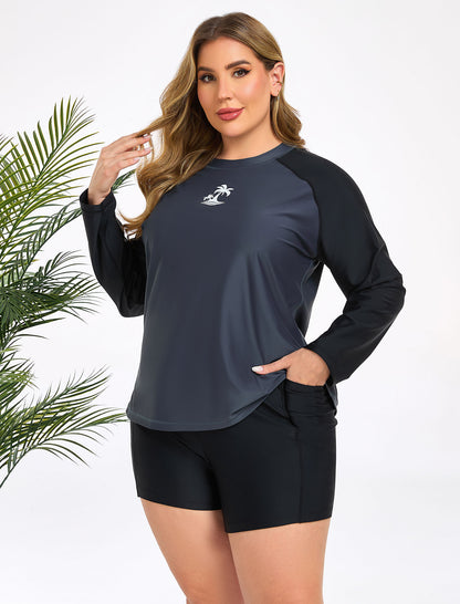 Holiday Uniform Plus Size Two Piece Rash Guard Sets with Built in Bra
